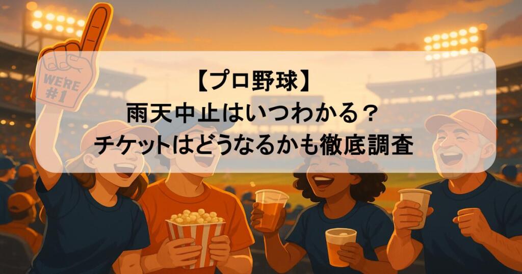 【プロ野球】雨天中止はいつわかる？チケットはどうなるかも徹底調査
